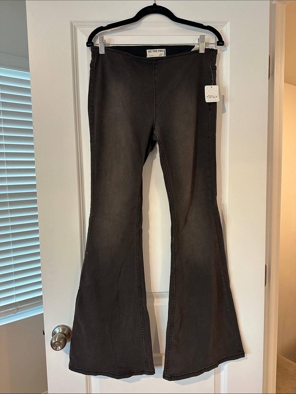 Free People We The Free Black Denim Flare Pull-On Jeans